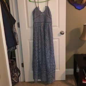 Lace Powder Blue A-Line Dress